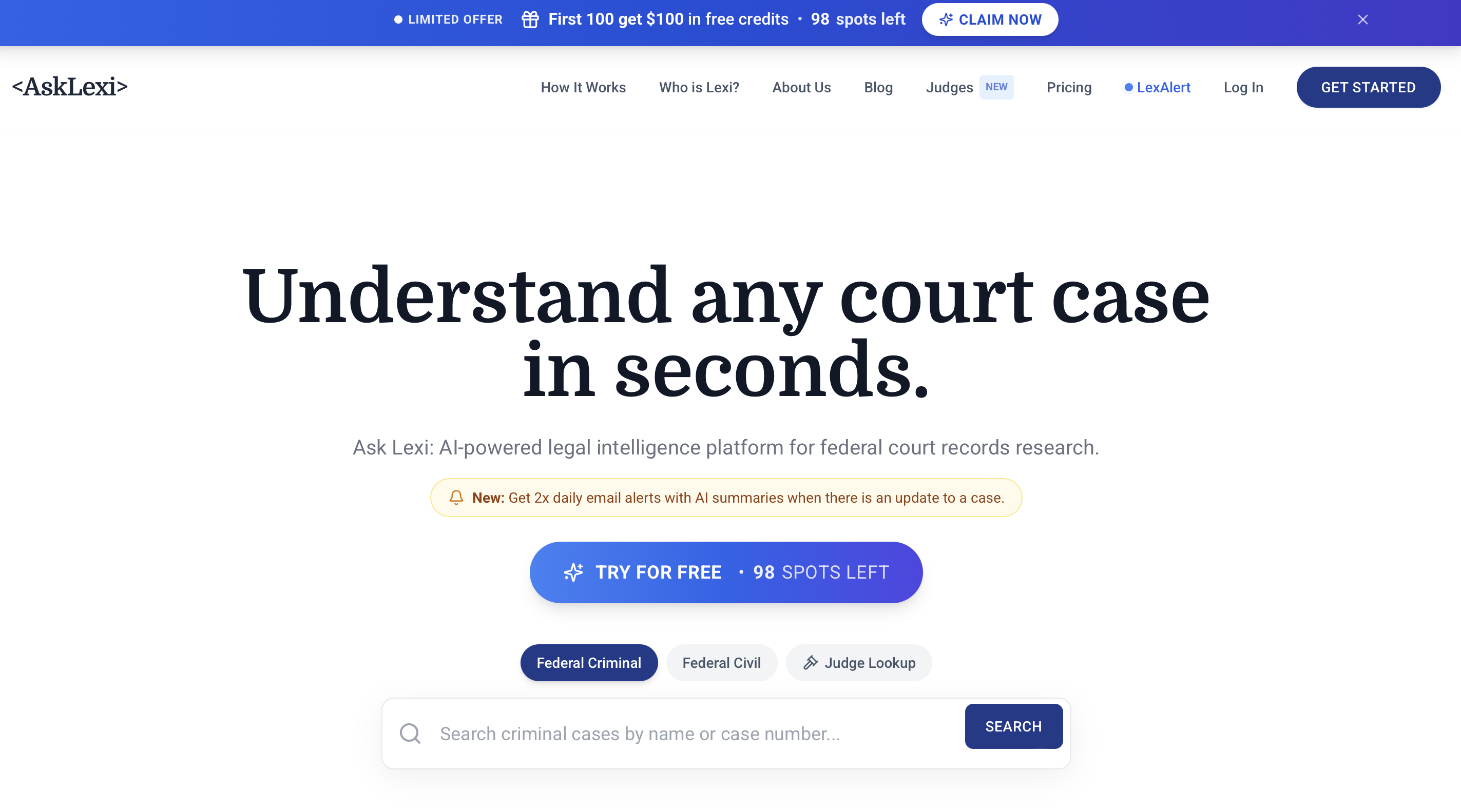 AskLexi search 1B+ court records w/ AI screenshot 2