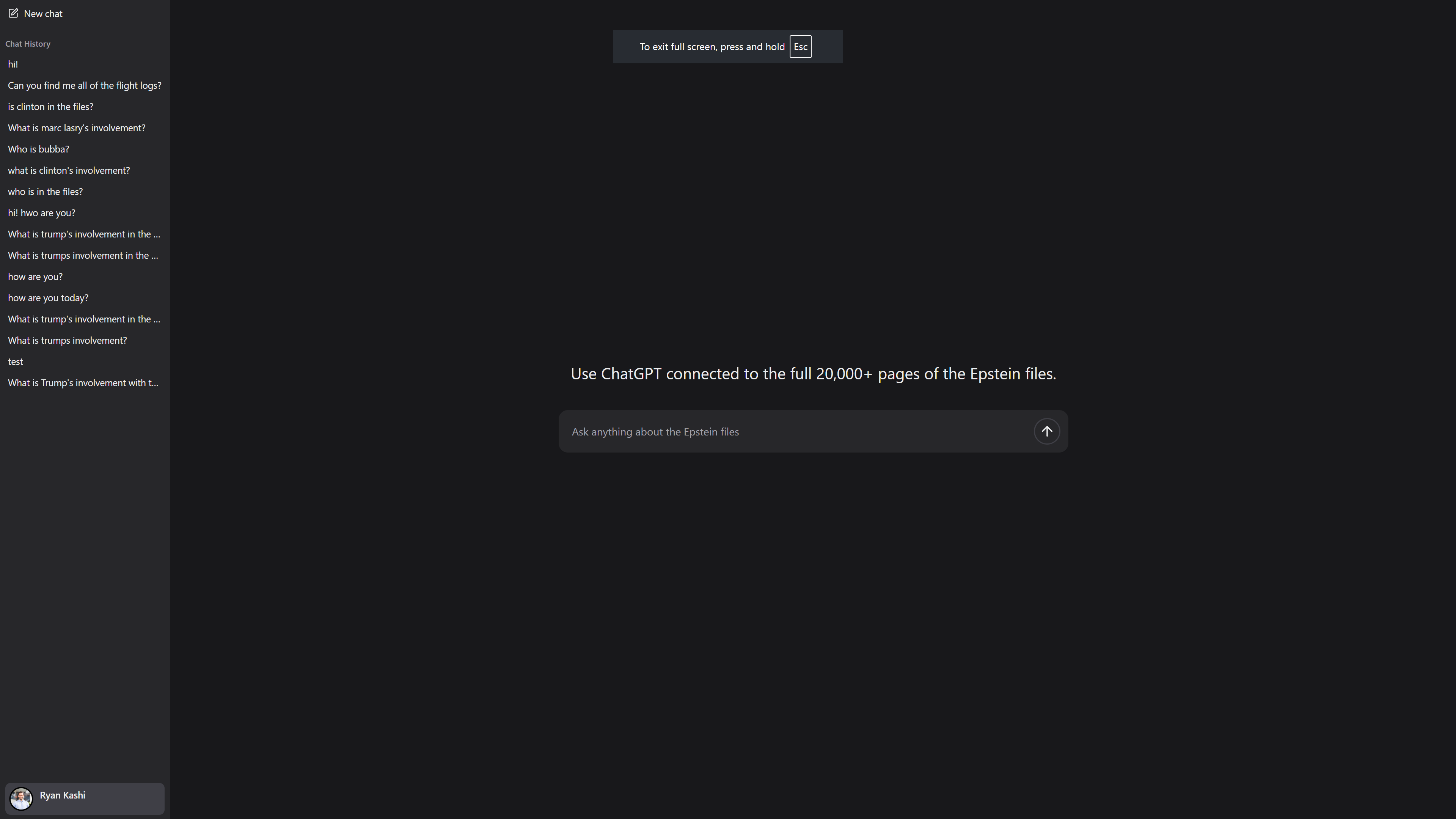 EpsteinGPT screenshot 2