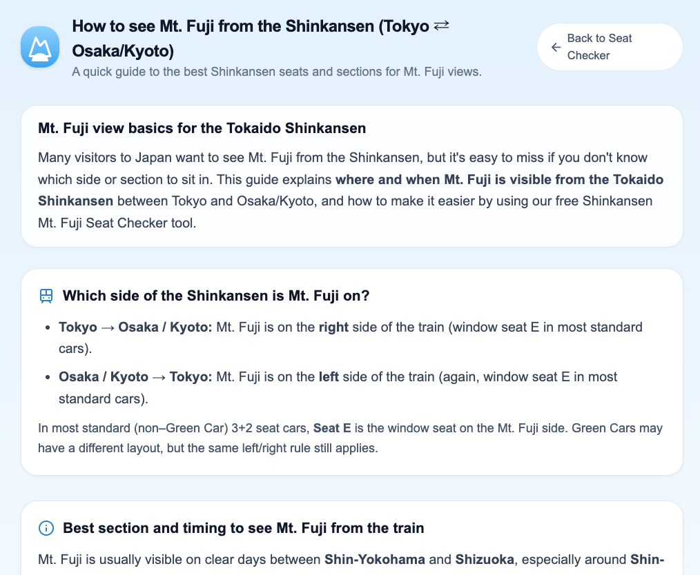 Shinkansen Fuji Seat Finder screenshot 3