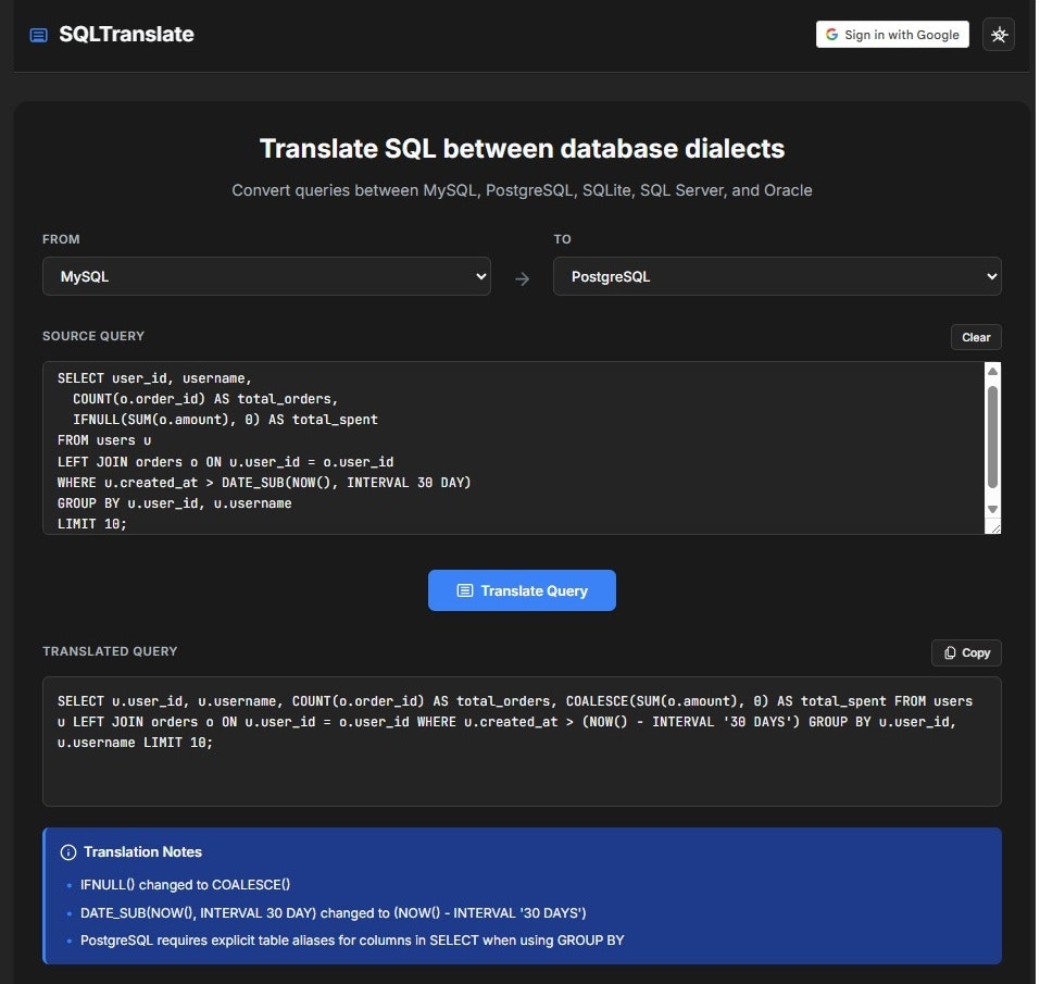 SQLTranslate