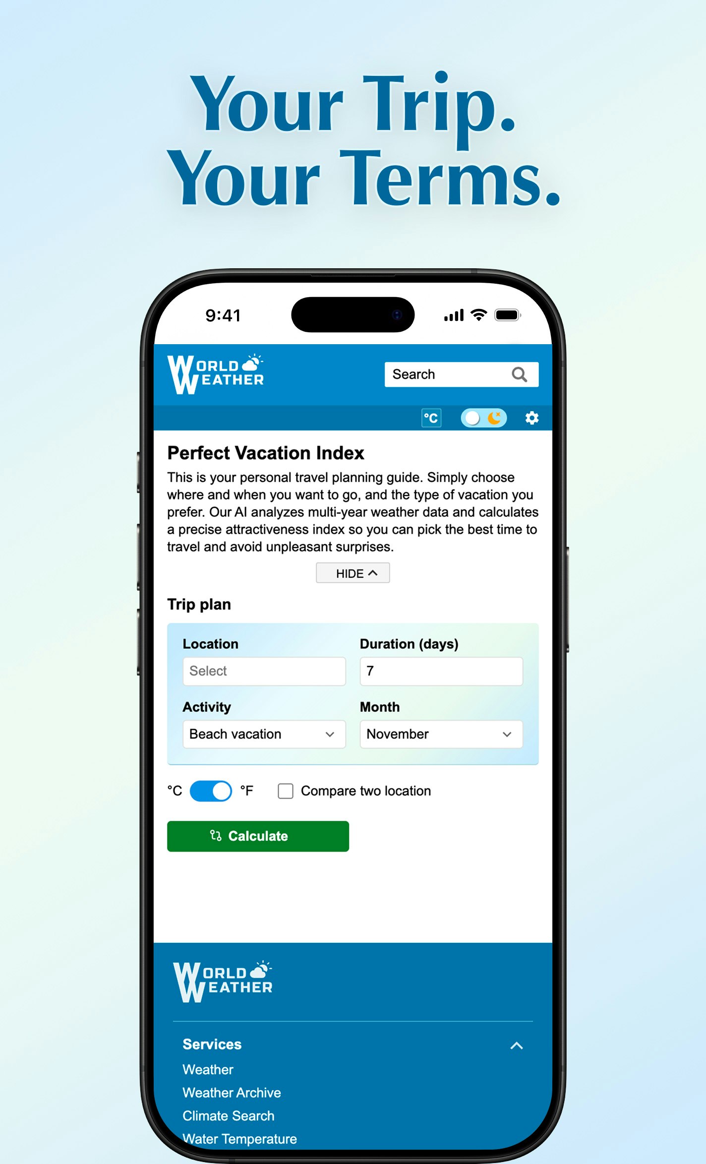 Vacation Index by World Weather  screenshot 1