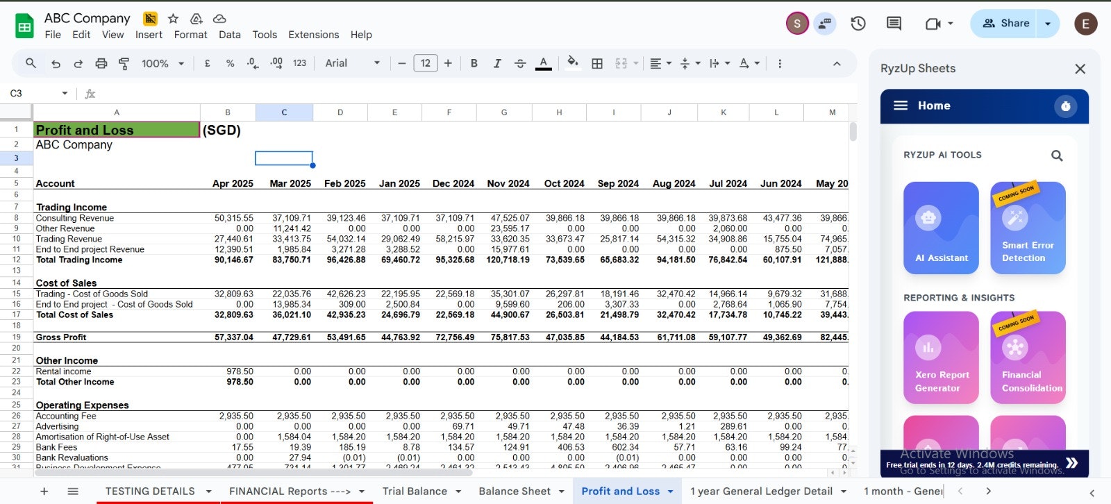 ryzup sheets screenshot 3