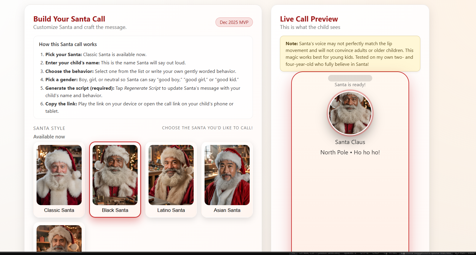 Santa FaceTime  screenshot 1