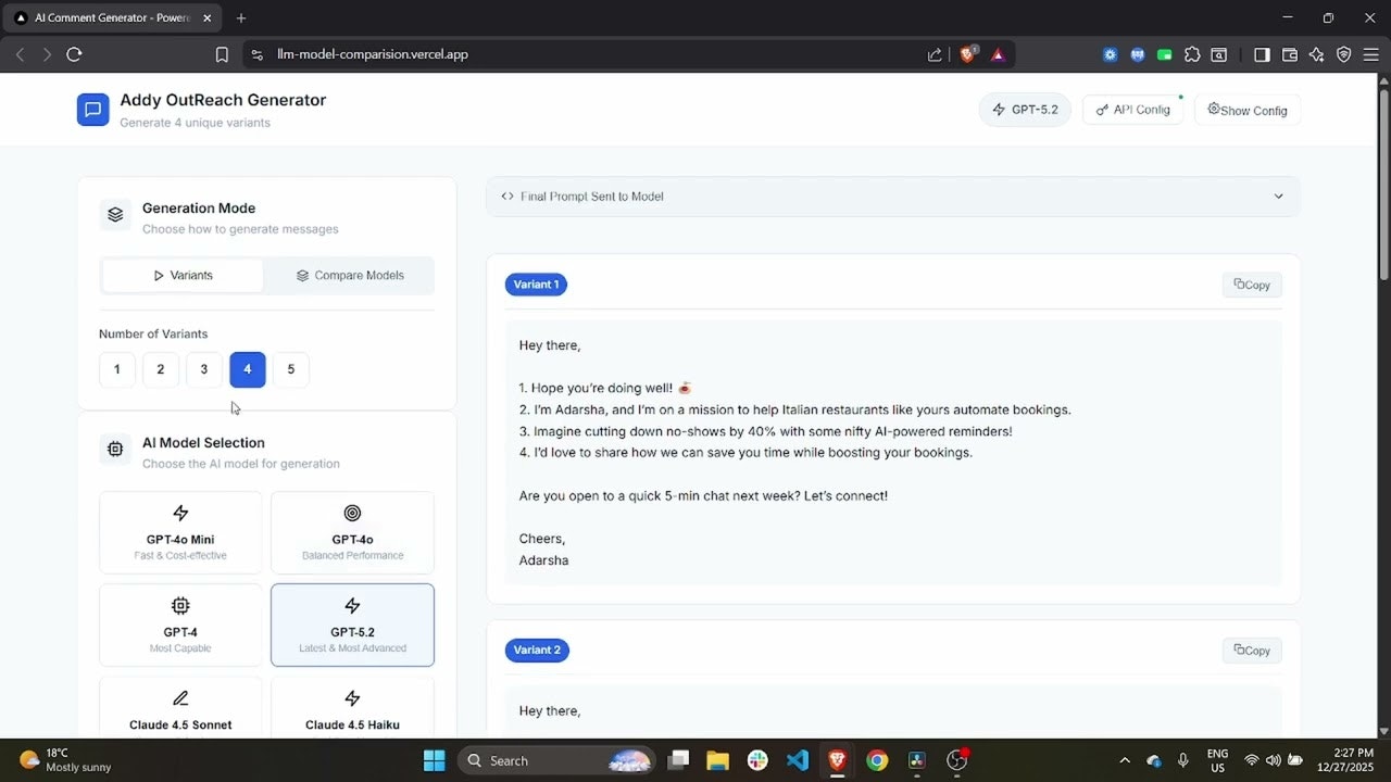 Addy LLM Evaluator for message  screenshot 1