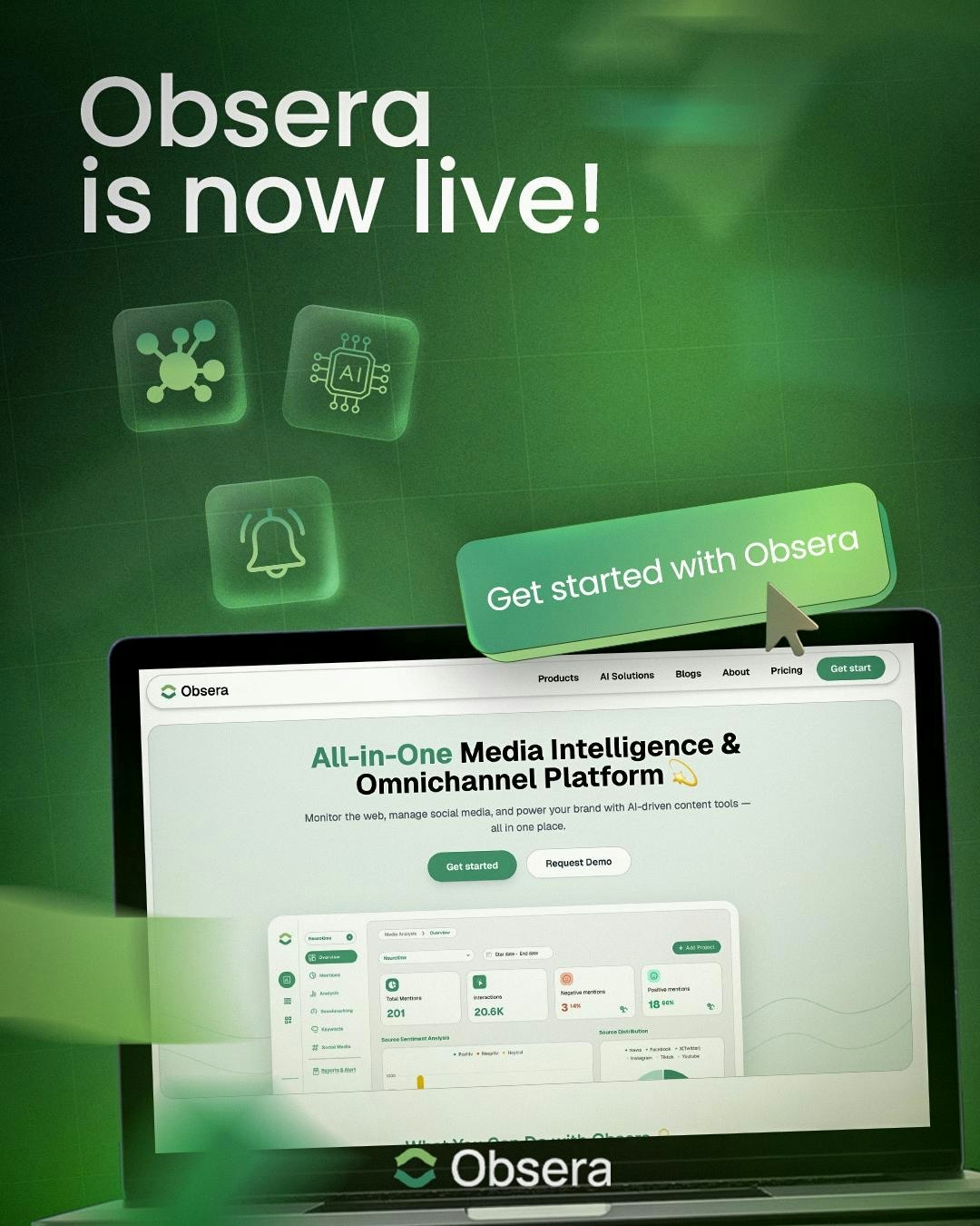 Obsera.com  AI media & social monitoring screenshot 2