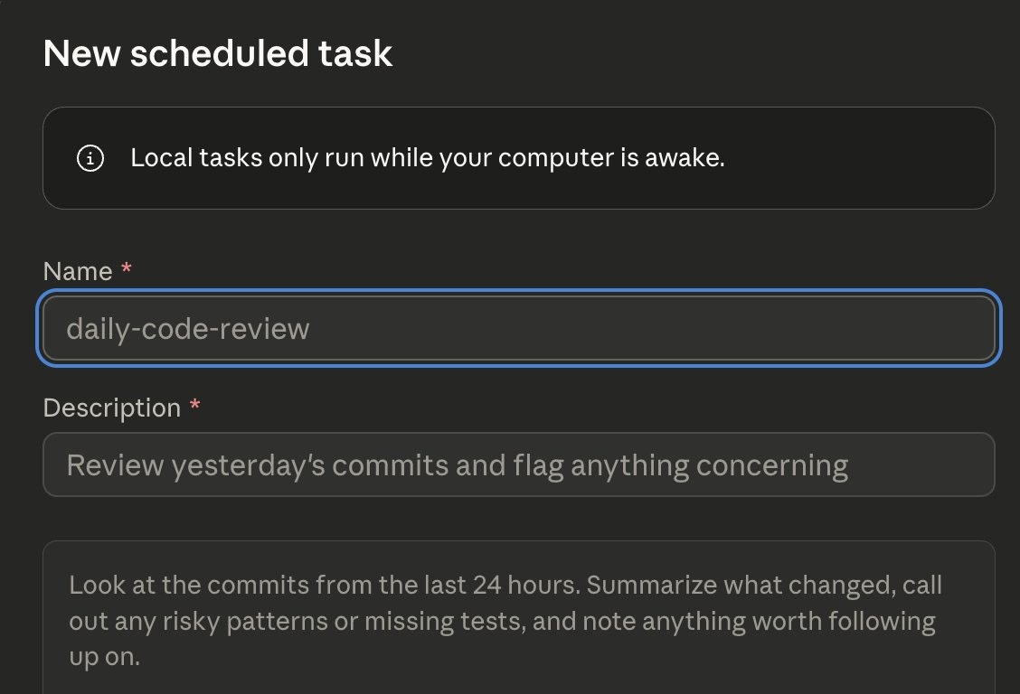 Claude Code Scheduled Tasks screenshot 3